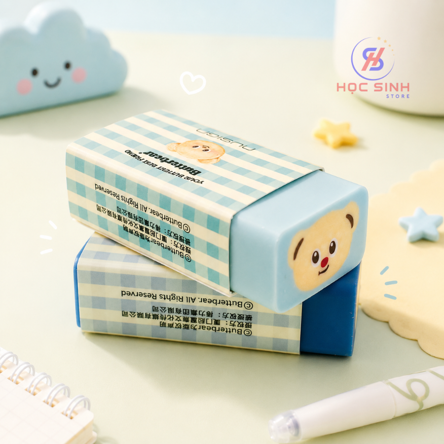 Combo 2 Cái Gôm Lõi Hình Gấu Bơ Deli NS036-B Màu Lẫn, Ít Vụn, Mềm Dẻo, Tẩy Sạch, Thiết Kế Dễ Thương - Ảnh 3