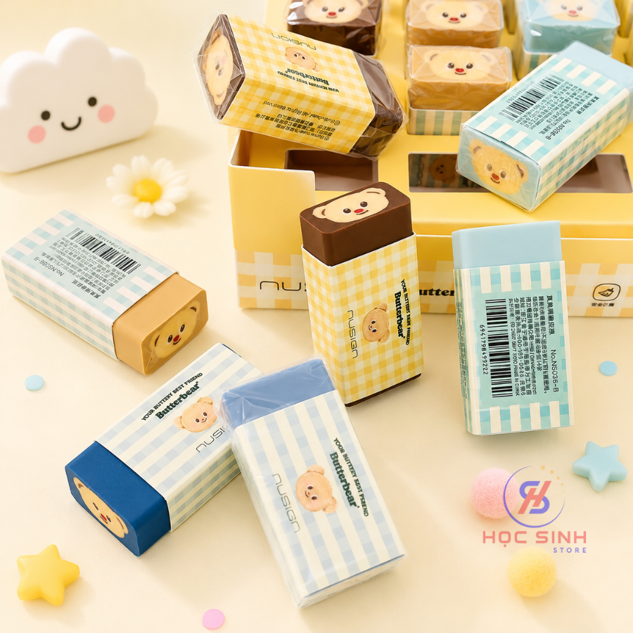 Combo 2 Cái Gôm Lõi Hình Gấu Bơ Deli NS036-B Màu Lẫn, Ít Vụn, Mềm Dẻo, Tẩy Sạch, Thiết Kế Dễ Thương - Ảnh 5