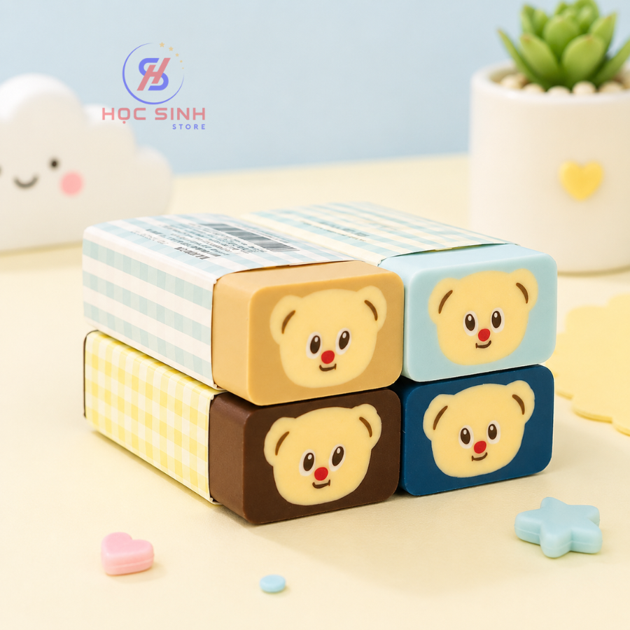 Combo 2 Cái Gôm Lõi Hình Gấu Bơ Deli NS036-B Màu Lẫn, Ít Vụn, Mềm Dẻo, Tẩy Sạch, Thiết Kế Dễ Thương - Ảnh 6